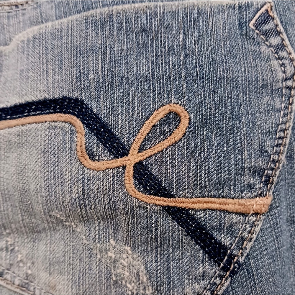 Y2K Flared Jeans Bell Flare Acid Wash Medium Blue Boho Bohemian Festival Vntg 7 - Picture 3 of 14